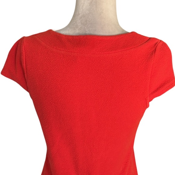 Anthropologie Postmark Astor Red Orange Stretchy Textured V-Neck Top - M - Picture 7 of 14